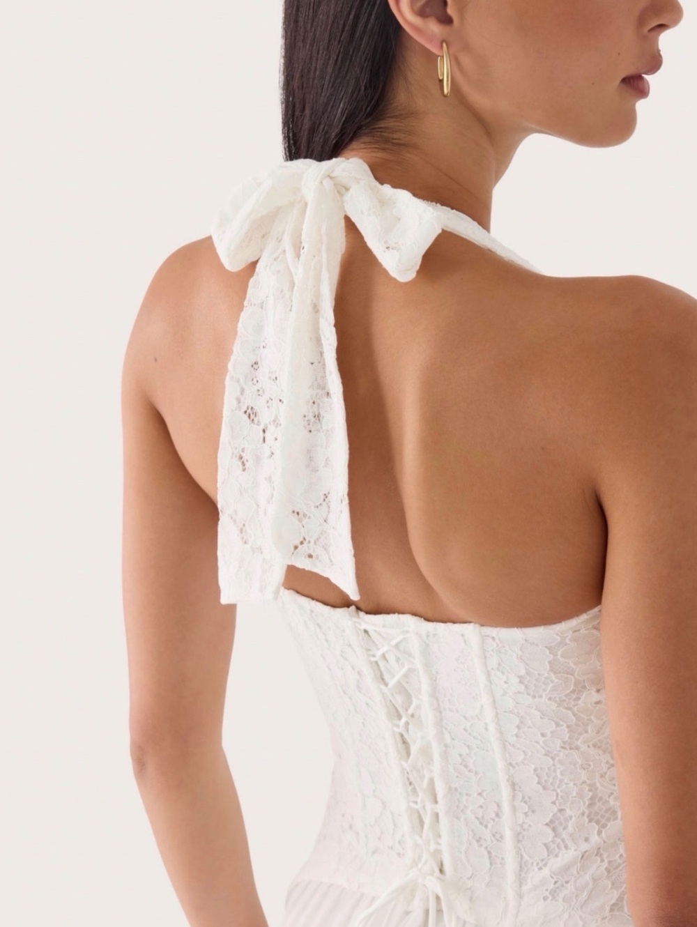 Peppermayo White Halter Neck Lace Corset Tunnel Vision Maxi Dress - Picture 6 of 8